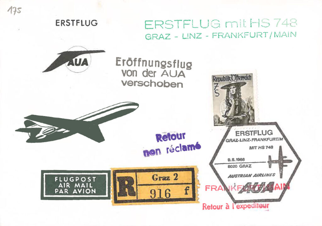 Erstflug Graz Linz Frankurt