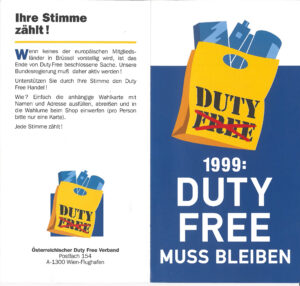 Cover Flyer Duty Free muss bleiben 1999