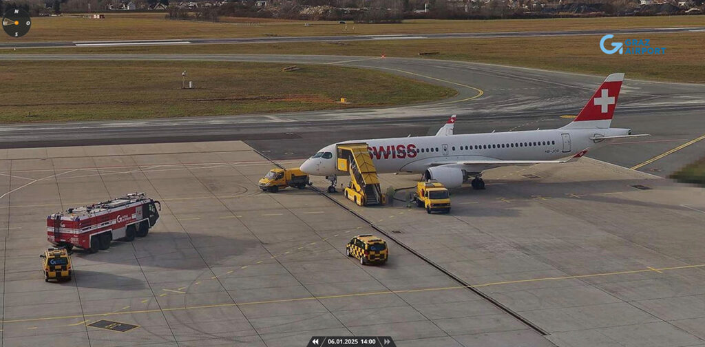 Triebwerkstest beim Swiss Airbus