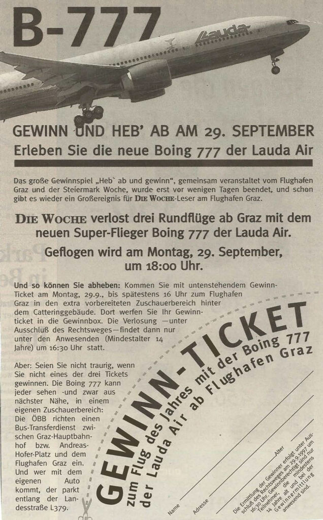 23.09.1997 - Die Woche - B777 Gewinnspiel